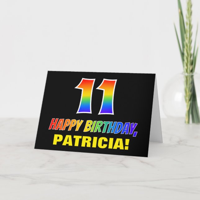 11th Birthday: Bold, Fun, Simple, Rainbow 11 Card (Front)