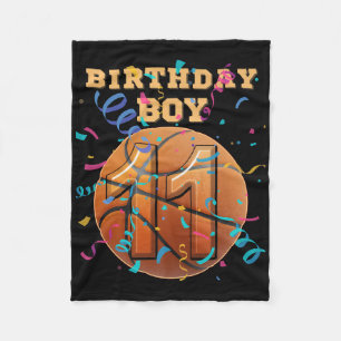 11th Birthday Boy 11 Years Old Basketball Players Fleece Blanket