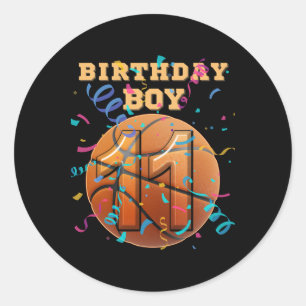 11th Birthday Boy 11 Years Old Sketll Players Team Classic Round Sticker