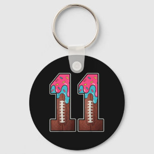 11th Birthday Boy Aamerican Football Ice Cream Key Ring