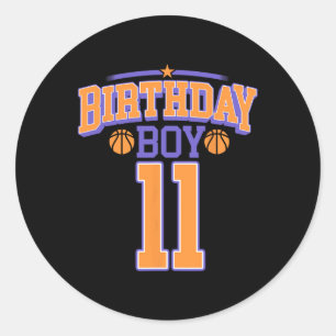 11th Birthday Boy Basketball Lover 11 Years Old Bd Classic Round Sticker