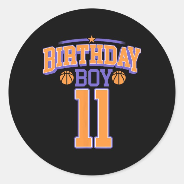 11th Birthday Boy Basketball Lover 11 Years Old Bd Classic Round Sticker (Front)