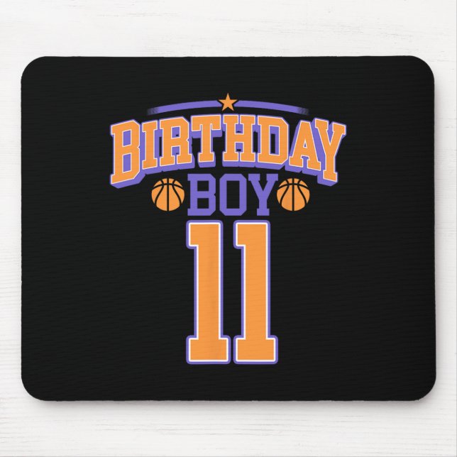11th Birthday Boy Basketball Lover 11 Years Old Bd Mouse Mat (Front)
