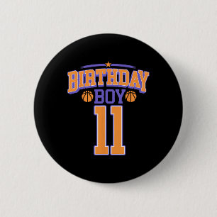 11th Birthday Boy Bysketbyll Lover 11 Years Old Bd 6 Cm Round Badge