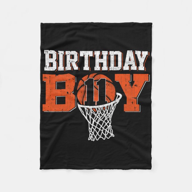11th Birthday Boy Bysketbyll Lover 11 Years Old Bd Fleece Blanket (Front)