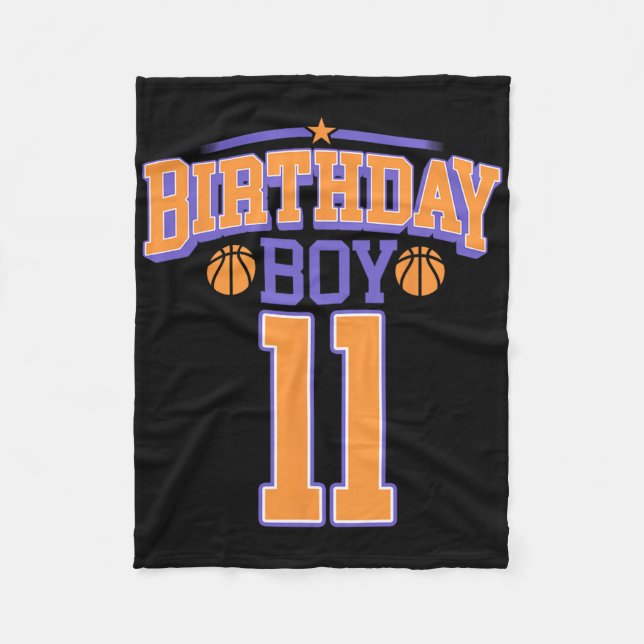 11th Birthday Boy Bysketbyll Lover 11 Years Old Bd Fleece Blanket (Front)