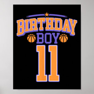 11th Birthday Boy Bysketbyll Lover 11 Years Old Bd Poster