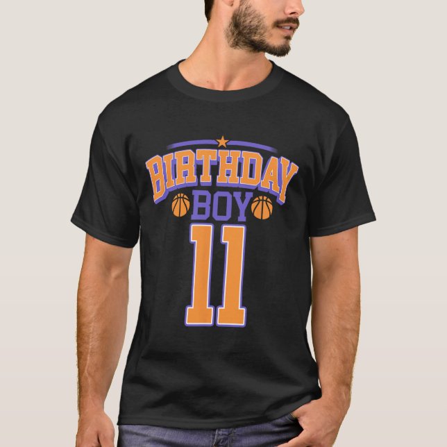 11th Birthday Boy Bysketbyll Lover 11 Years Old Bd T-Shirt (Front)