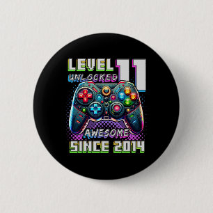 11th Birthday Boy Level 11 Gamer 11 Year Video Gam 6 Cm Round Badge
