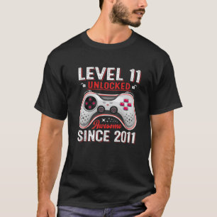 11Th Birthday Boy Level 11 Unlocked Awesome 2011 V T-Shirt
