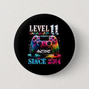 11th Birthday Boy Level 11 Unlocked Awesome Since  6 Cm Round Badge