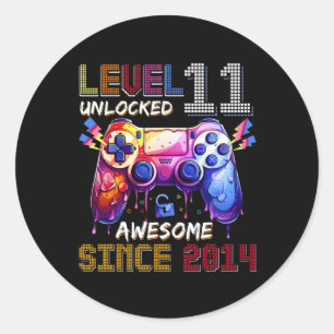 11th Birthday Boy Level 11 Unlocked Awesome Since Classic Round Sticker