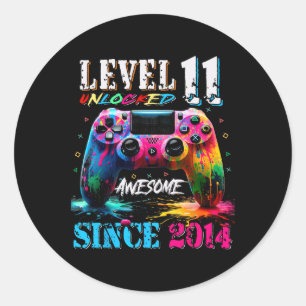 11th Birthday Boy Level 11 Unlocked Awesome Since Classic Round Sticker