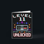 11th Birthday Boy Level 11 Unlocked Funny Video Ga Card<br><div class="desc">11th Birthday Boy Level 11 Unlocked Funny Video Game Gamer</div>