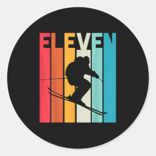 11th Birthday Boy Retro Ski Lover Skier 11 Years O Classic Round Sticker