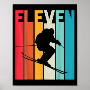 11th Birthday Boy Retro Ski Lover Skier 11 Years O Poster