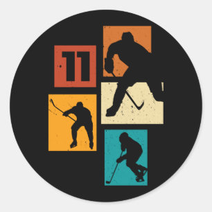 11th Birthday Boys Icehockey Player Ice Hockey 11 Classic Round Sticker