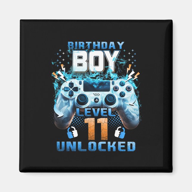 11th Birthday Boys Level 11 Unlocked 11 Years Old  Magnet (Front)