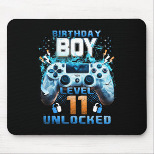 11th Birthday Boys Level 11 Unlocked 11 Years Old Mouse Mat