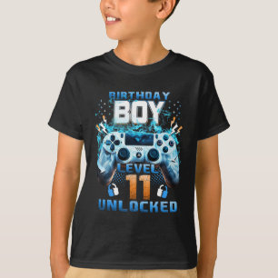 11th Birthday Boys Level 11 Unlocked 11 Years Old  T-Shirt
