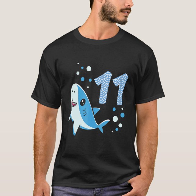 11th Birthday Boys Shark 11 years Old Ocean Shark  T-Shirt (Front)