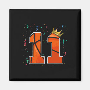 11th Birthday Bysketbyll Big Number 11 Year Old Bo Magnet