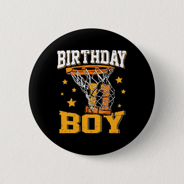 11th Birthday Bysketbyll Boy 11 Year Old Bysketbyl 6 Cm Round Badge (Front)