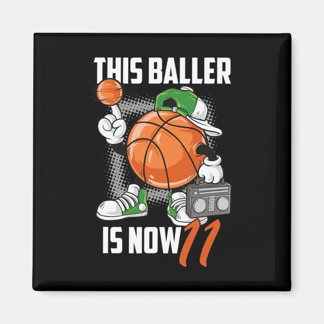 11th Birthday Bysketbyll Player Fun 11 Years Old K Magnet (Front)