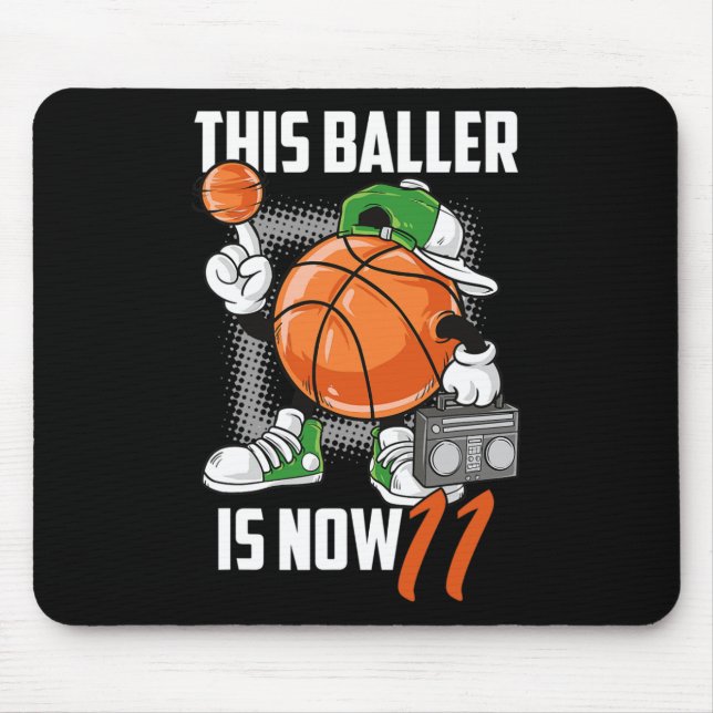 11th Birthday Bysketbyll Player Fun 11 Years Old K Mouse Mat (Front)