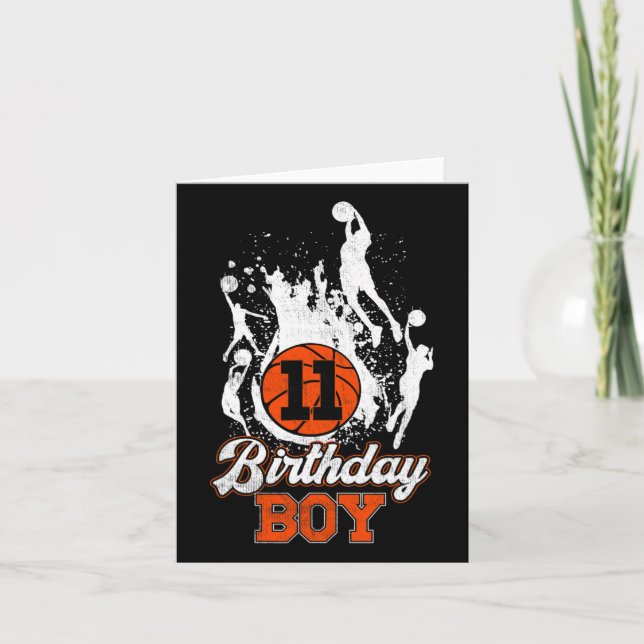11th Birthday Bysketbyll Theme Birthday Boy 11 Yrs Card (Front)