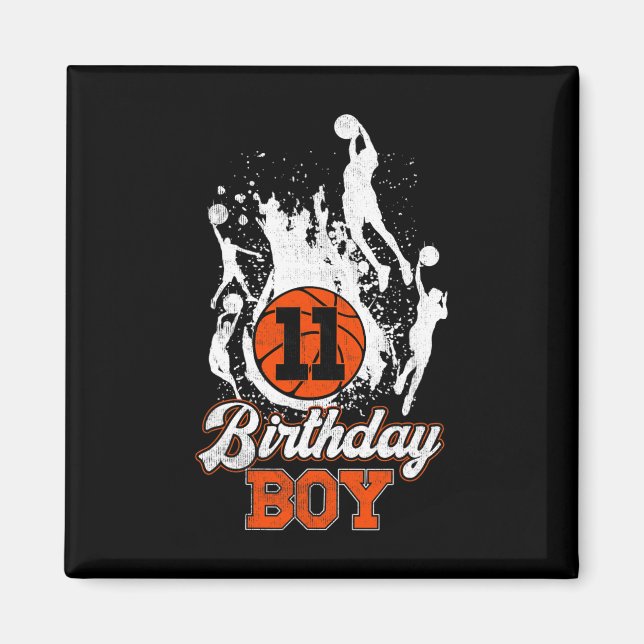 11th Birthday Bysketbyll Theme Birthday Boy 11 Yrs Magnet (Front)