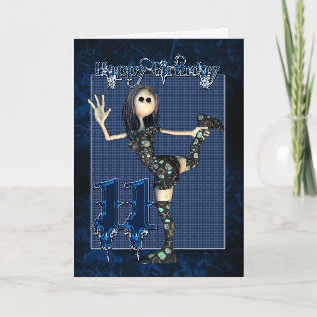 11th Birthday card with Moonies H.I.P Rag Doll (Front)