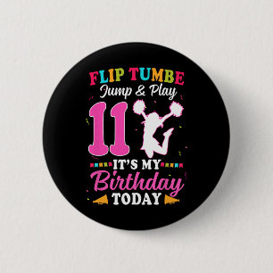 11th Birthday Cheerleading Girl 11 Year Old Cheerl 6 Cm Round Badge