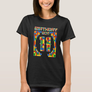 11th Birthday Colourful Brick Block Building Aweso T-Shirt
