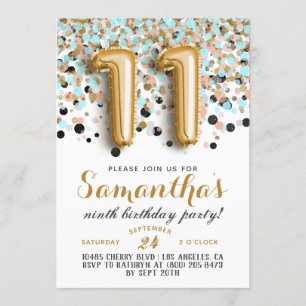 11th Birthday Confetti Invitation
