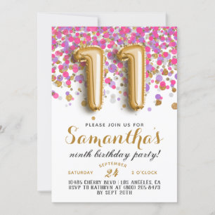11th Birthday Confetti Invitation
