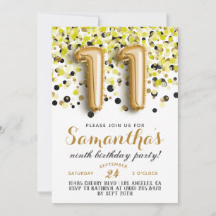 11th Birthday Confetti Invitation