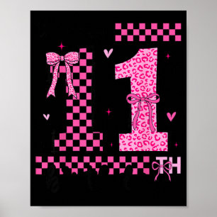 11th Birthday Coquette Bow 11 Year Old Birthday Poster