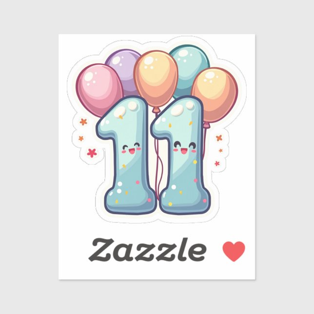 11th Birthday Custom-Cut Vinyl Sticker (Sheet)