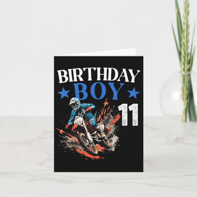 11th Birthday Dirt Bike Motocross 11 Year Old B-da Card (Front)