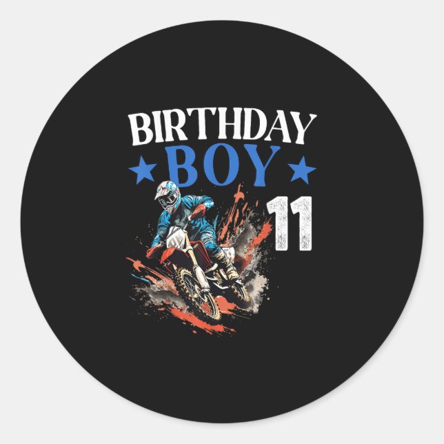 11th Birthday Dirt Bike Motocross 11 Year Old B-da Classic Round Sticker (Front)