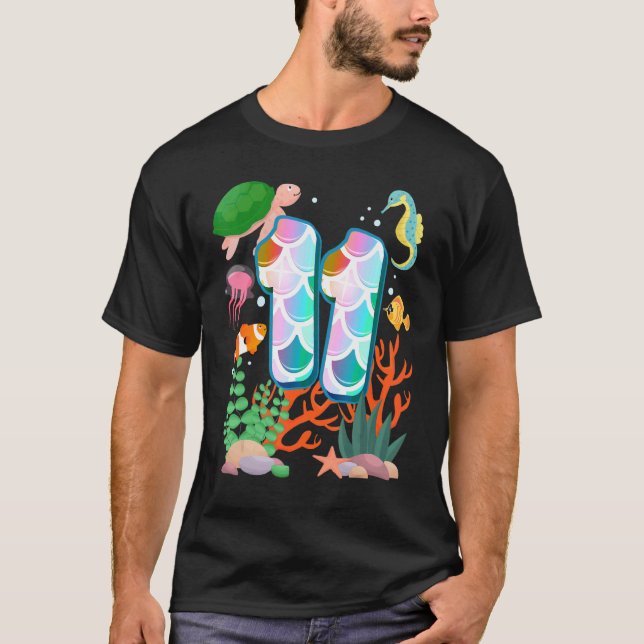 11th Birthday Fish Tetra Aquarium Underwater Birth T-Shirt (Front)