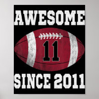 11th Birthday Football Player 11 Years Old Vintage