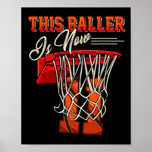 11th Birthday  For Boy Basketball 11 Years Old Kid Poster