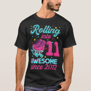 11th Birthday  For Girl 11 Years Old Roller Skate  T-Shirt