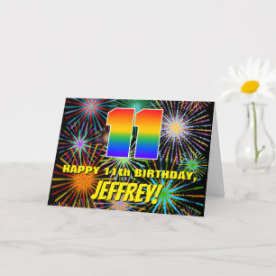 11th Birthday: Fun, Colourful Celebratory Firework Card