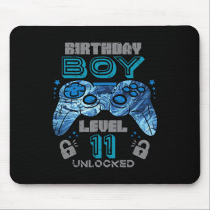 11th Birthday Gamer Level 11 Unlocked Video Gaming Mouse Mat