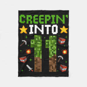 11th Birthday Gamer Pixel Creepin’ Into 11 Video G Fleece Blanket