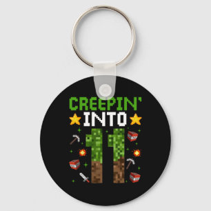 11th Birthday Gamer Pixel Creepin’ Into 11 Video G Key Ring