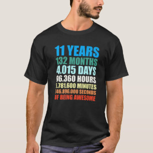 11Th Birthday Gift Boy 11 Years Being Awesome T-Shirt